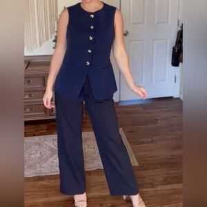 Amazon Women's Navy Blue Button Down Top